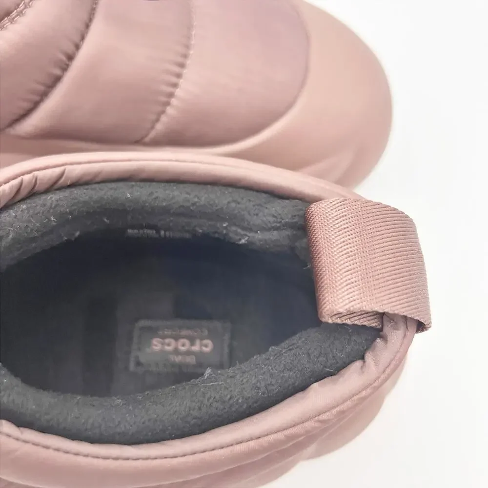 Crocs Womens Overpuff Shorty Booties Size 9 EU 39.5 Truffle Mauve NIB
